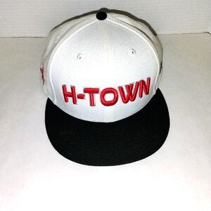 New Era White Houston Hat Y2K Urban Wear Athletic Snapback